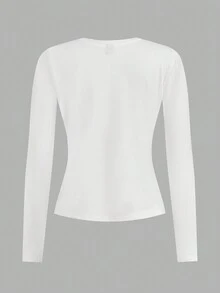 Slaydiva 3pcs/Set Plus Size Women Crew Neck Casual Tight Fit Long Sleeve T-Shirt Set, Suitable For Autumn/Winter