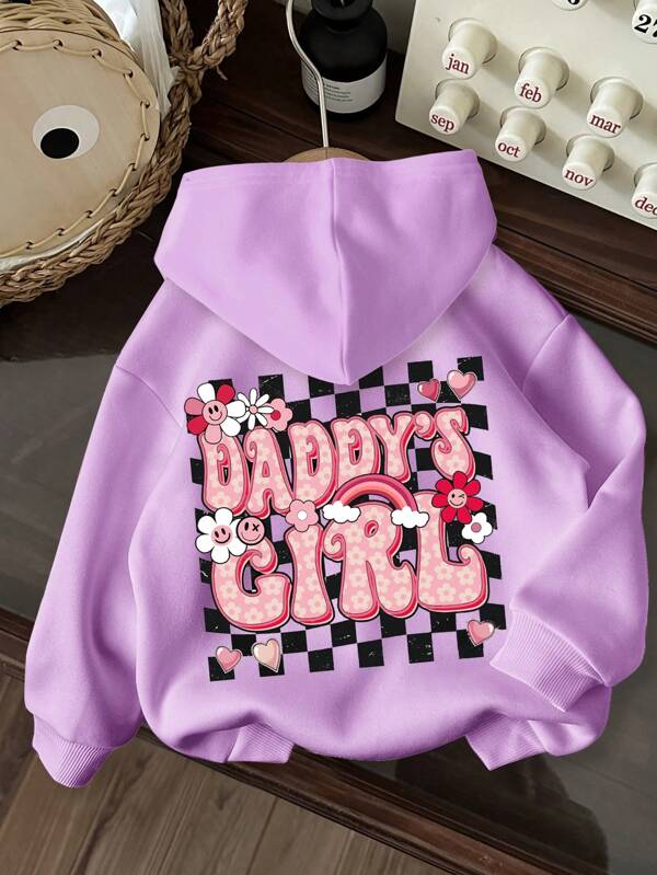 SHEIN Young Girls' Casual Comfortable Letter Pattern Knit Long Sleeve Sweatshirt, Suitable For Autumn/Winter