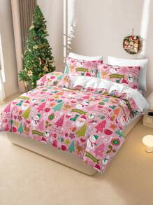 3pcs/Set Christmas Digital Print Duvet Cover Set
