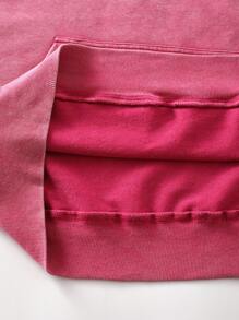 ROMWE MEN Street Life Vintage Washed Loose Fit Men Hoodie (Reinforced Collar, Hem, Shoulder For Durable Shape) - Hot Pink - View 8