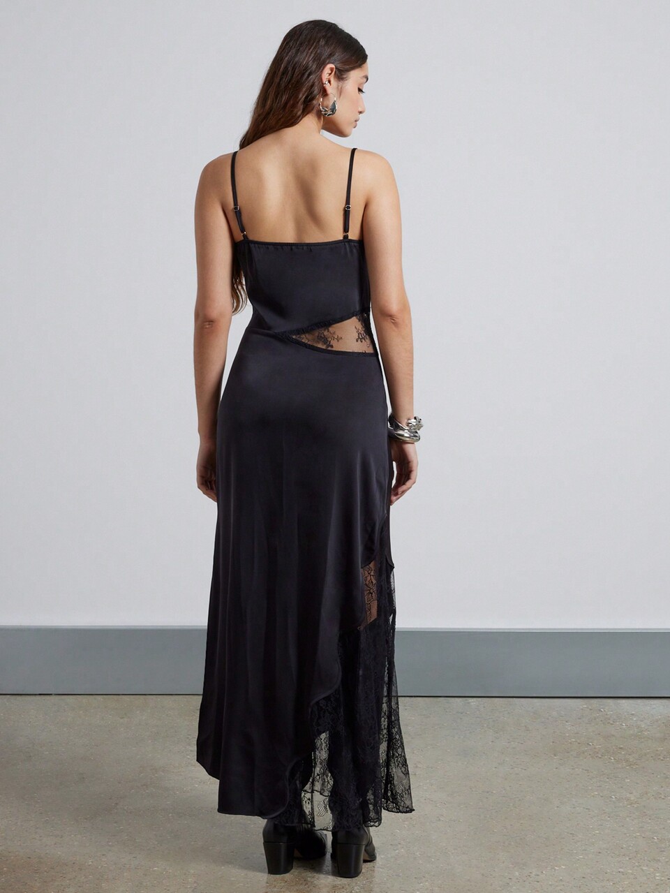 AiiRZ Cowl Neck Maxi Dress With Lace Inserts