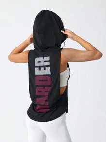 Gameset SHEIN Sport Women's Solid Color Round Neck Fitness Sports Tank Topworkout Tank Top - Black - View 3