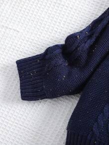 Young Boys Fall Clothes, Kids Fall Clothes, 1pc High Neck Yarned Cable Sweater For Boys Winter Warmth, Vintage Gentlemanly Style Knit Sweater