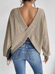 SHEIN Frenchy Women Plain Color Round Neck Long Sleeve Basic T-Shirt, Casual Everyday Wear Sexy Sweatersweater Topelegant Sweaterasymmetrical Sweater Winter