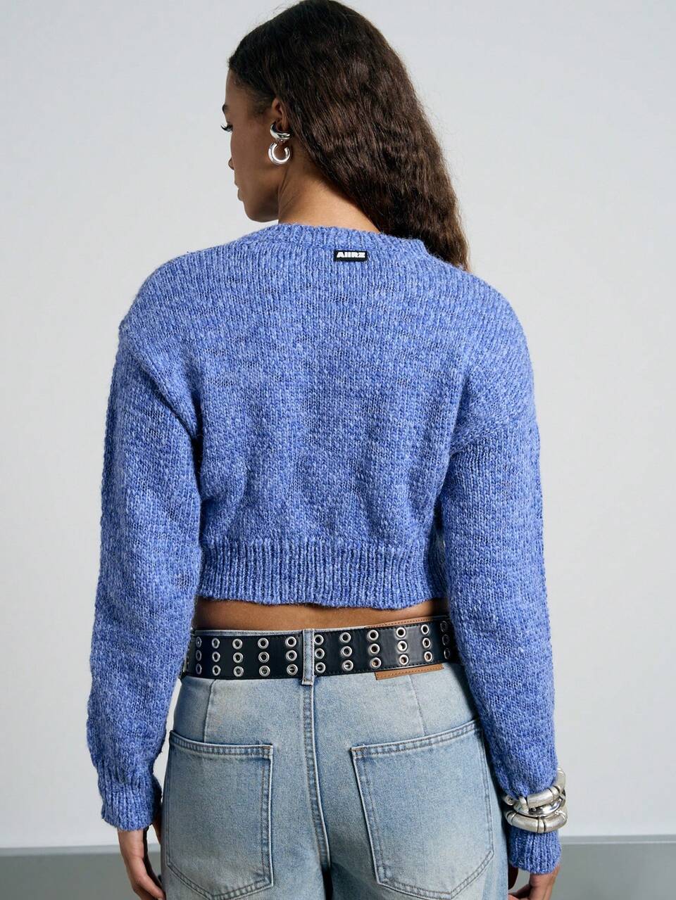 AiiRZ Chunky Knit Button Front Cropped Ribbed Hem Cardigan