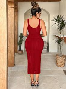 SHEIN SXY Colorful Floral Crochet Knit Bodycon Mini Dress, Summer Holiday Wear - Red - View 2