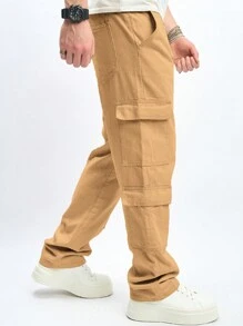 Chillumni Quần Jeans Denim Dáng Rộng Nhiều Túi Cho Nam - Màu Khaki - Xem 8