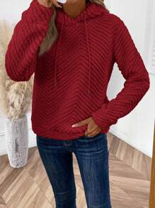 EMERY ROSE Ultra Warm Fluffy Pink Women Hoodie In Fall/Winter