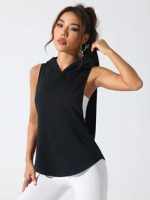 Gameset SHEIN Sport Women's Solid Color Round Neck Fitness Sports Tank Topworkout Tank Top - Black - View 4