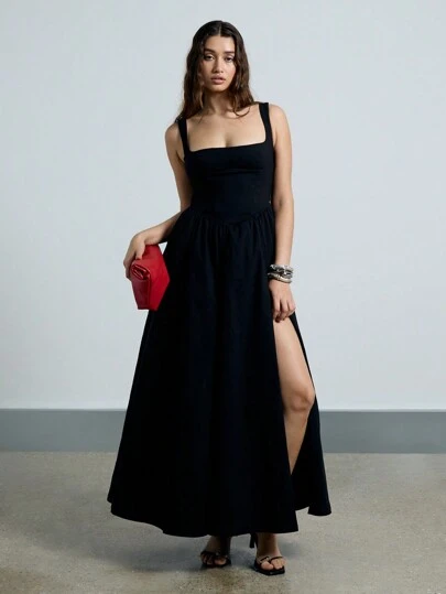 AiiRZ 高开衩无袖束身连衣裙