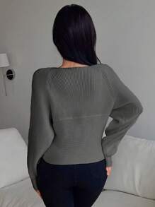 Chiquease Casual Crossover Wrap Loose Pullover Long Sleeve Sweater
