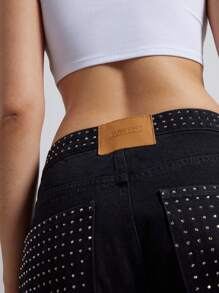 AiiRZ Rave 水钻细节低腰宽腿宽松牛仔裤