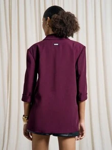 AiiRZ Sophisticated Oversized Blazer Professional Office Wear Business Casual Double Breasted Fall Winter Fashion Statement Piece Modern Minimalist Design - Red - View 2