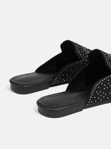 CUCCOO TILAWA Damen Mules mit spitzer Zehenbox und Blumen Muster für Lässig - Schwarz - Übersicht 4