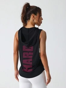 Gameset SHEIN Sport Women's Solid Color Round Neck Fitness Sports Tank Topworkout Tank Top - Black - View 5