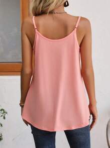SHEIN LUNE Solid Plicated Detail Cami Top - Watermelon Pink - View 2