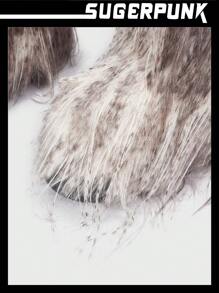 Sugerpunk Y2K 2024 Autumn/Winter New Fashion Women Black Furry Mid-Calf Boots