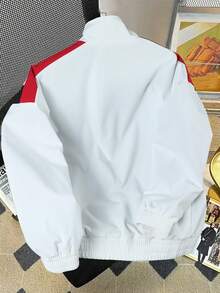 Manfinity Hypemode 男式撞色拉链字母印花夹克 - 白色 - 查看 2