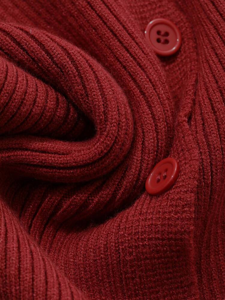 Christmas Red Solid Color Slim Fit Off Shoulder Cardigan For Women, Long Sleeve,Fall Women Clothes