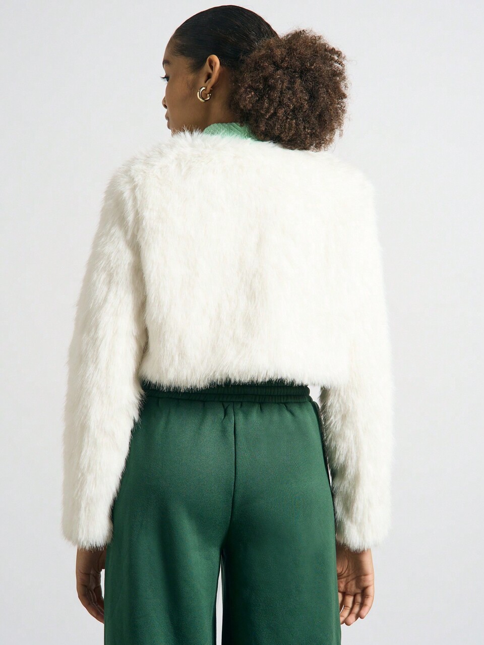 Plush Faux Fur Cropped Coat