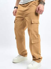 Chillumni Quần Jeans Denim Dáng Rộng Nhiều Túi Cho Nam - Màu Khaki - Xem 4