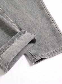 Chillumni Pantalón informal de peto vaquero desgastado y rasgado para hombres - Gris - Ver 4