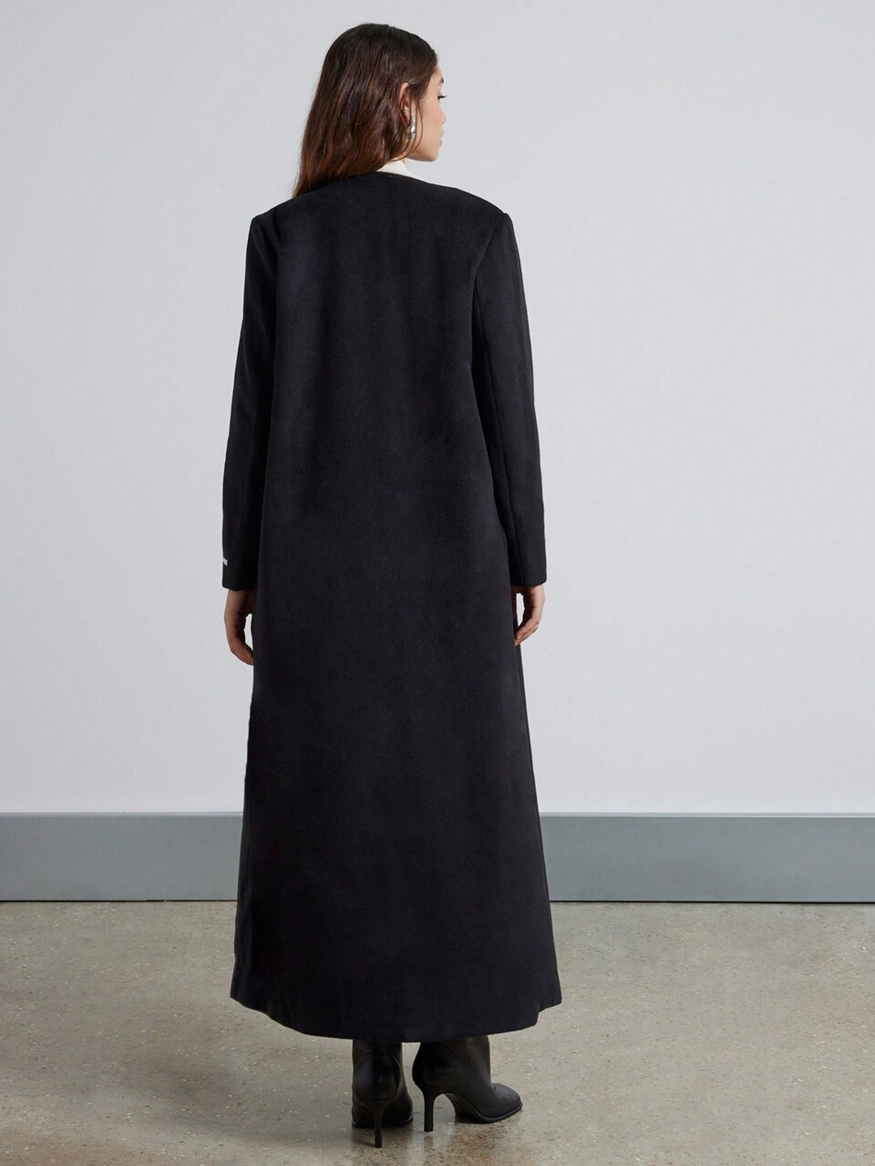 Long Designer Tailored Wool Blend Overcoat