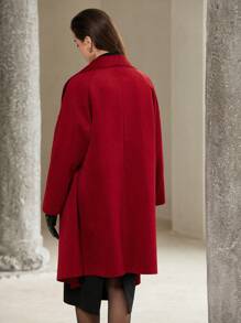 SHEIN Privé Manteau femme mi-long oversize rétro chic vibrant rouge double-face de haute qualité et pour le transport en commun, automne/hiver - Rouge - Voir 4