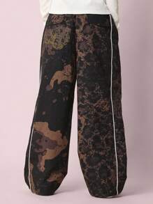 SUMWON Tween 女童宽松直筒豹纹印花滚边 - 棕色 - 查看 4