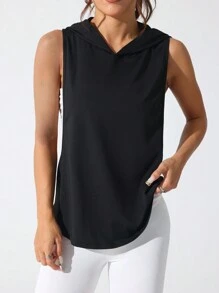 Gameset SHEIN Sport Women's Solid Color Round Neck Fitness Sports Tank Topworkout Tank Top - Black - View 2