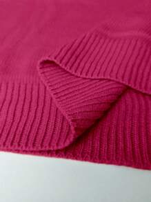 Calvaya Plus Size Women Casual Solid Color Off Shoulder Loose Sweater Knit Pullover Fall Winter - Hot Pink - View 7
