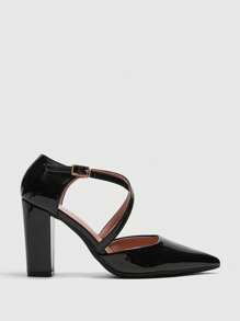 CUCCOO BIZCHIC Elegantes tacones altos de punta negros con un toque navideño y de Año Nuevo para el otoño y el invierno - Negro - Ver 5