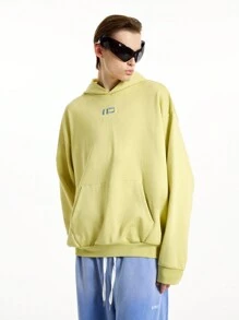 NEON BLANC 男士字母印花宽松连帽针织运动衫 - 芥末黃 - 查看 3