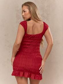 MISSGUIDED 圣诞圆领褶皱迷你连衣裙