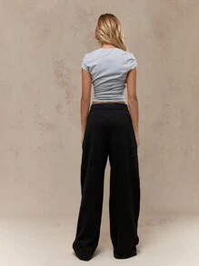MISSGUIDED Ultra Comfortable Wide Leg Drawstring Sweatpants Lounge Pants Athletic Casual Wear Fall Winter Sports Workout Gym Pants Athleisure Yoga Bottoms - Black - View 2