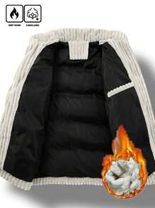Manfinity Homme Abrigo con cremallera acolchado de pana oversize para hombres