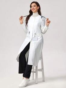 TaskEZ Puff Sleeve Lab Coat/Overcoat - White - View 4