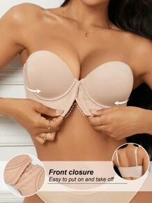 1pc Comfortable Front Button-Up Liftup Bra, Underwire Supports & Lifts, Adjusting Size