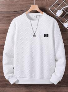 Teen Boy Gray Basic Casual Zip-Up Stand Collar Long Sleeve Hoodie - White - View 1