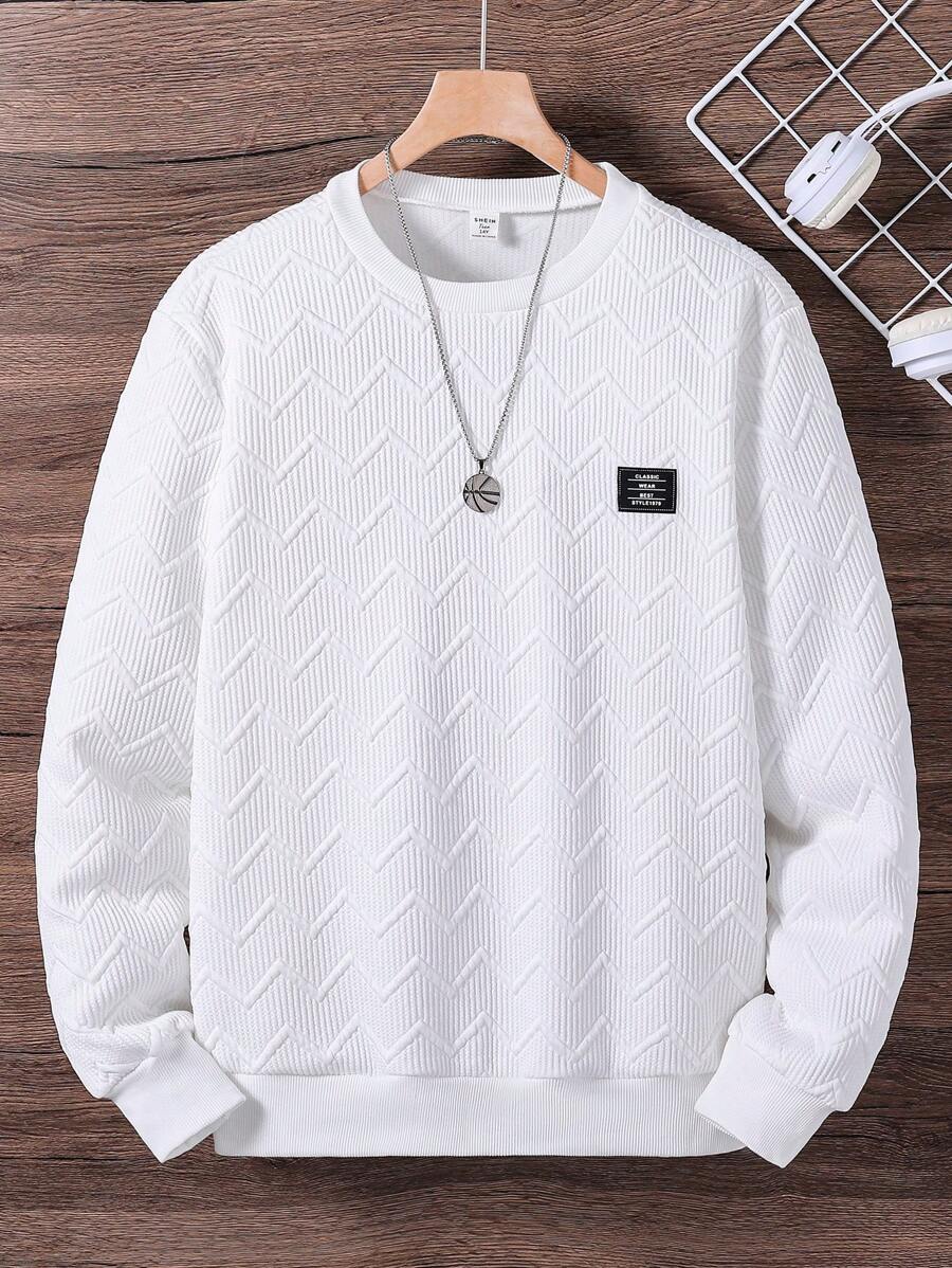 Teen Boy Gray Basic Casual Zip-Up Stand Collar Long Sleeve Hoodie - White - View 1