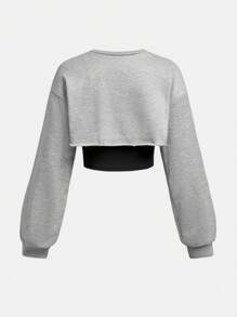 SHEIN Lunivi Set de 2 piezas de niña preadolescente con sudadera de punto y pantalones acampanados, con patrón bordado de estrellas, estilo informal y de Y2K, para otoño/invierno/primavera