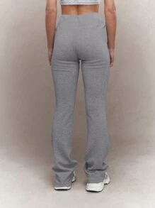 MISSGUIDED Relaxed High Waist Athleisure Yoga Lounge Pants Bootcut Active Bottom Wide Leg Casual Everyday Wear Perfect For Leisure And Fitness - Dark Grey - View 2