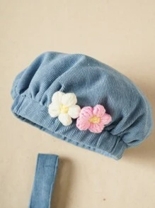 Souflis Souflis 嬰兒女孩連體背心，有3D花裝飾 - 藍色 - 查看 4