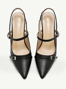 CUCCOO BIZCHIC Zapatos de tacón alto de dedo del pie puntiagudo elegantes y versátiles para mujer - Negro - Ver 4