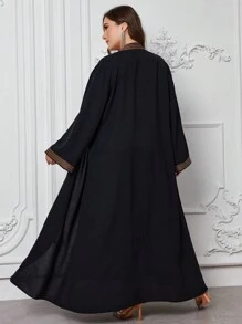 Al Najma Women Arabian Zipper Front Loose Casual Plus Size Dress, Elegant Modest Long Sleeve Open Abaya, For Casual Daily, Robe