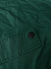 SHEIN LUNE Chaqueta casual con capucha y cordón para mujer talla grande de unicolor, otoño - Verde Oscuro - Ver 5