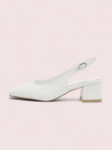 CUCCOO DOLLMOD Classic Low Heel White Stone Texture Slip-On Flats New Year Holiday - Beige - View 2