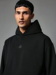 SUMWON Minimalist Essential Hoodie Pullover Fleece Winter Fall Sweatshirt Casual Loungewear Athleisure Urban Style Comfort Street Wear Hip-Hop Everyday Basic Classic - Black - View 3