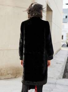Aveloria Commuter Style Fluffy Blended Fuzzy Longline Loose Overcoat