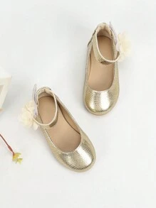 Giày đế bằng vàng thời trang dành cho sinh viên, thoải mái cho các hoạt động ngoài trời, đám cưới, tiệc tùng cho bé gái, mùa thu - Vàng - Xem 7